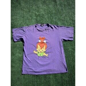Vintage 90s The Flintstones Pebbles Breakthrough T-Shurt Size Large Purple